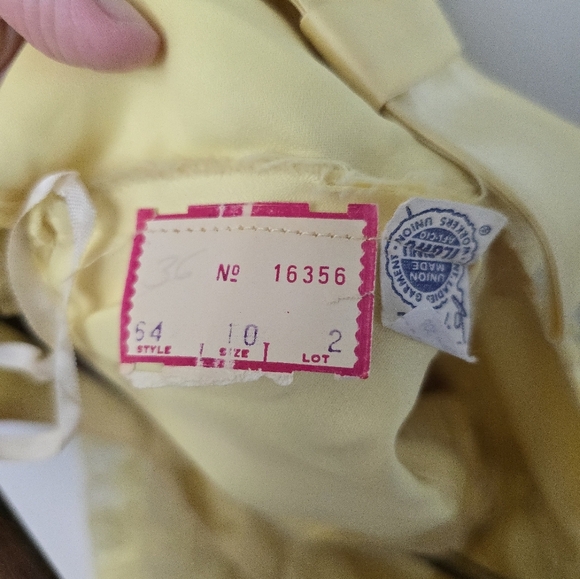 Vintage Union Made Yellow Spring Easter Dress Floral Lace Overlay Sheer Size 10 - Picture 14 of 16